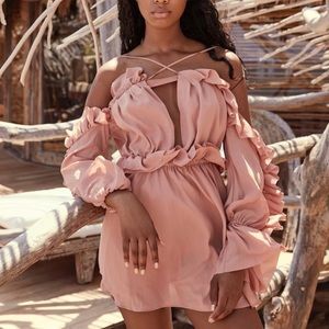 House of CB “SERENITY” RUFFLED MINI DRESS